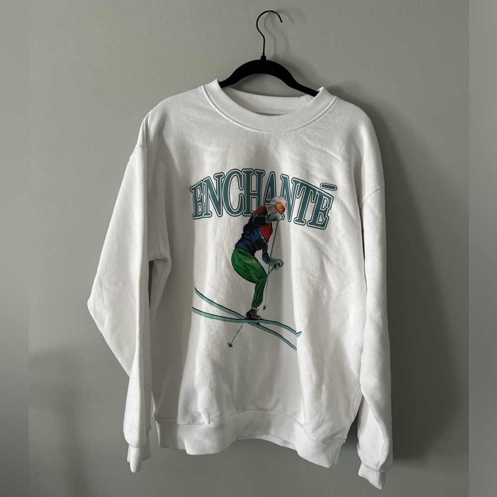 Enchanté Vintage Ski Crewneck | Unisex Large | White